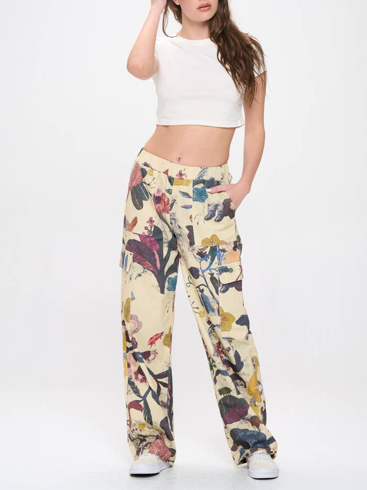 BOTANICAL PRINT CARGO PANT  for wholesale by SM WARDROBE