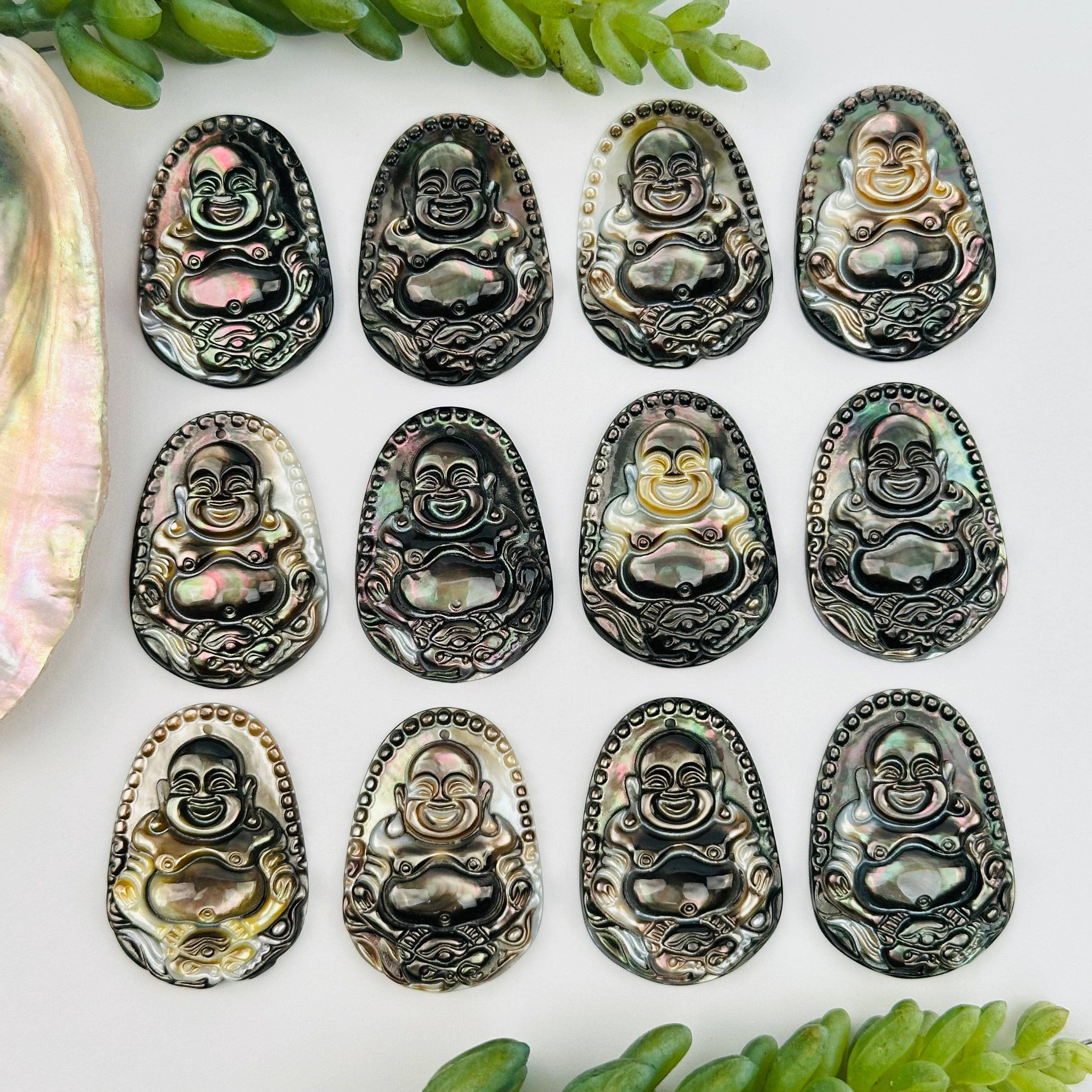 Rock Paradise – wholesale Individual charm/pendant – Abalone Buddha Pendant - Top Drilled -1