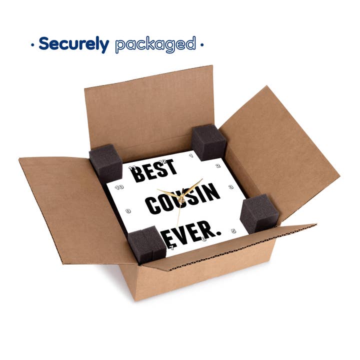 3dRose – wholesale Wall clock – 3dRose, Best Cousin Ever, Black Letters On A White Background, Wall Clock4