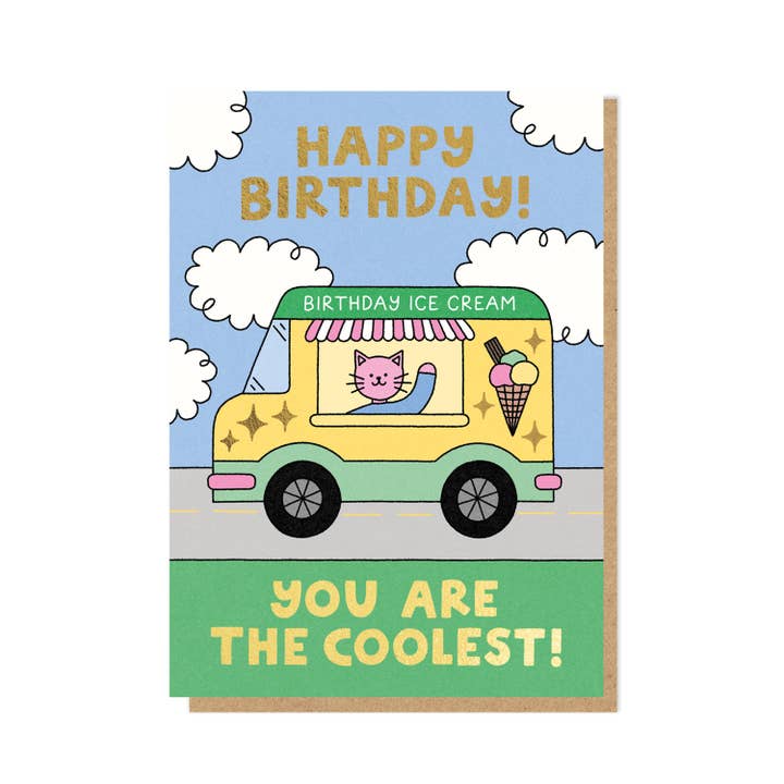 La carte la plus cool | Carte d'anniversaire | Carte de luxe en papier métallisé pour la vente par Stormy Knight