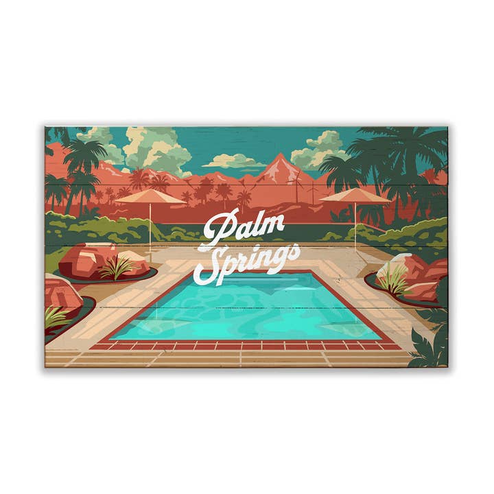 Palm Springs Mountain View : Finition Lisse pour la vente par Old Wood Signs