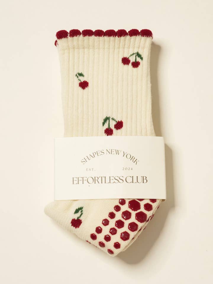 🍒 Little Cherry Petal Grip Sock, Pilates Socks for wholesale by Effortless Club