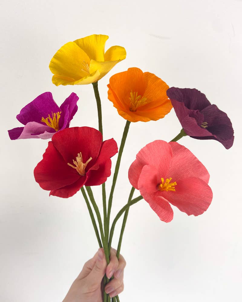 Papercraft Miracles LLC - Wholesale Artificial Flowers - California Poppy Crepe Paper Flower3