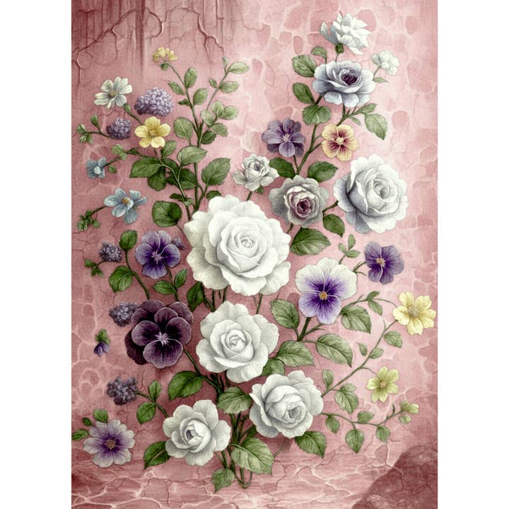 Dammig ros blombukett rispapper, 11,5 x 16 tum (A3+). för wholesale av Craft Kreatively