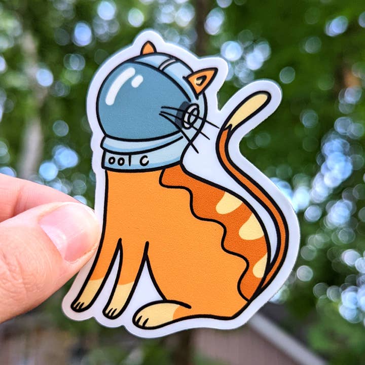 Orange Tabby Cat Astronaut Klistermärke för wholesale av Bolts and Stars