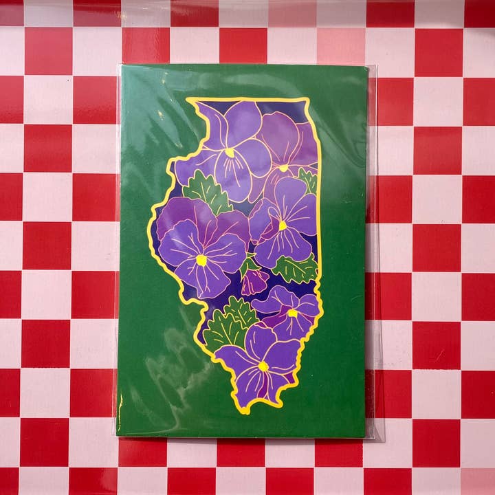 Lil Boat Boutique – Postal por atacado – Illinois Violet 4x6" Impressão postal State Flower Art1