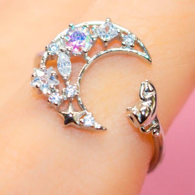Cat and the Moon Ring for wholesale by MiniDes