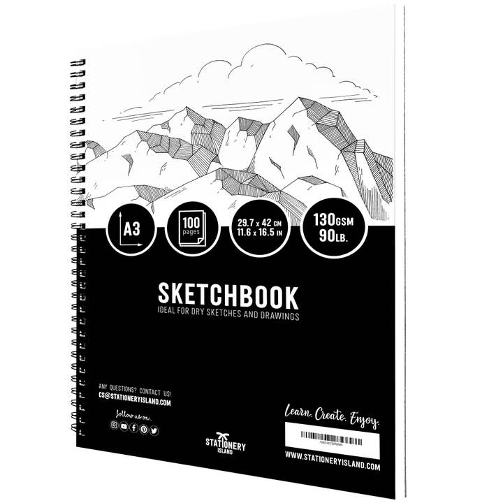 A3 Spiral Bound Sketchbook - 100 Pages for wholesale by MRZ Wholesale