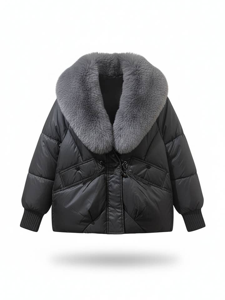 Faux Fur Puffer Coat Down-Proof Technology Cropped for wholesale by CCIC New York