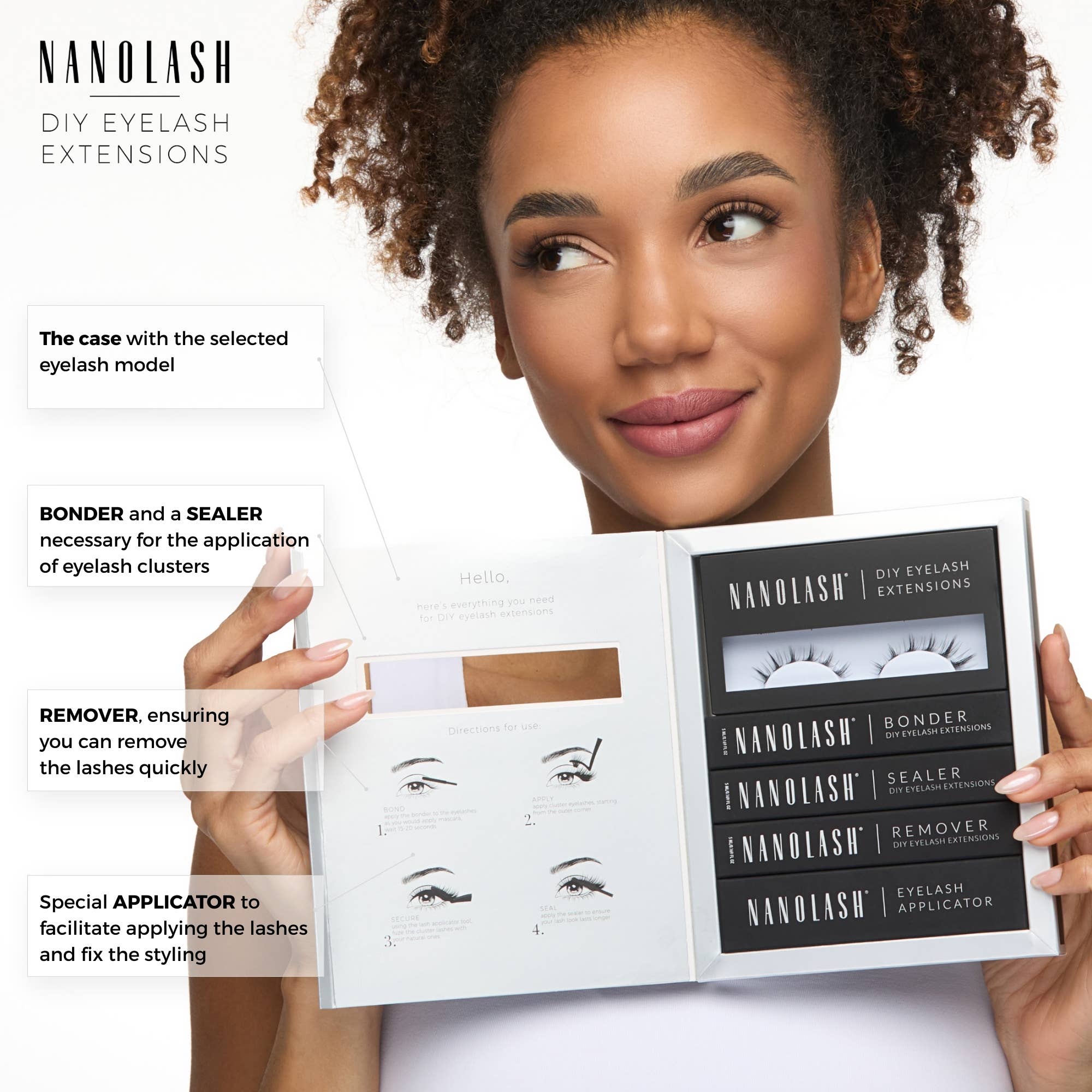 Everett Cosmetics – Engroshandel Falske øjenvipper – Nanolash DIY Øjenvippe Extensions Startkit10
