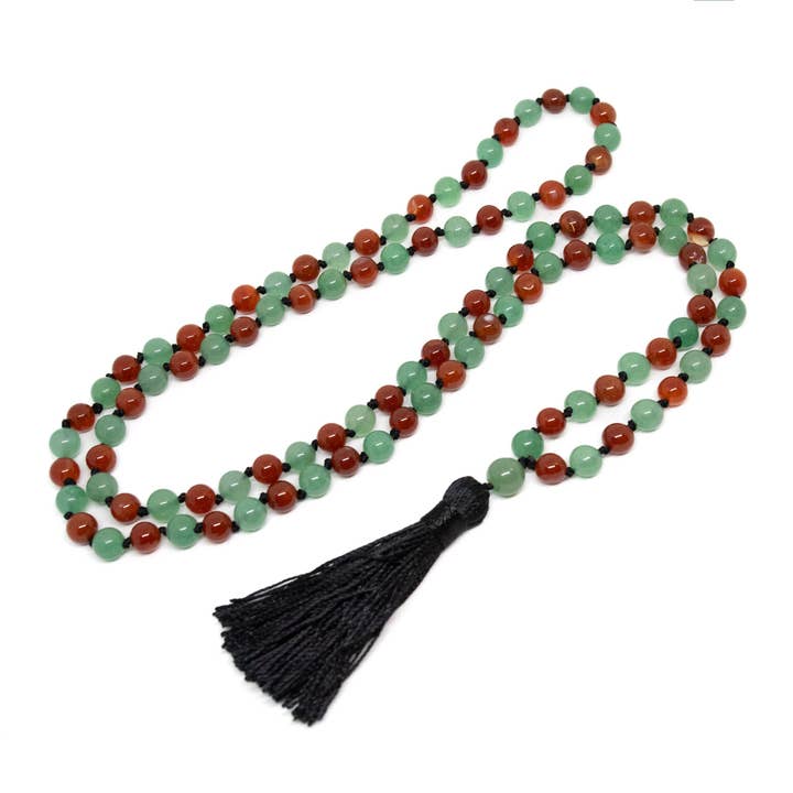 Carnelian & Aventurijn Geknoopt 108 Mala - Gebedskralen - 8mm voor wholesale door Namu Baru Inc.