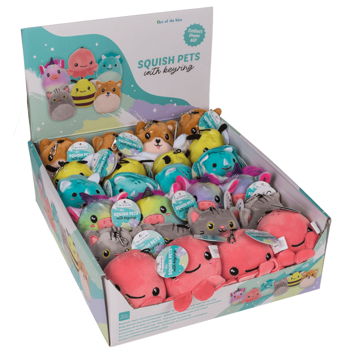 Out of the blue KG - Wholesale Squishy Toy - Kids & Baby - Squish Pets with keyring, approx. 9 cm,2