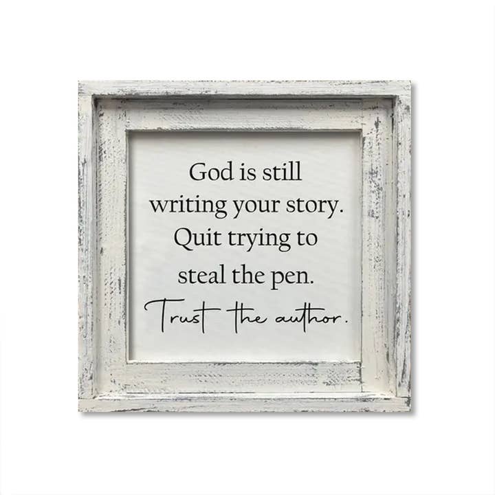 GERAHMTE LEINWAND GOTT SCHREIBT IMMER NOCH für den Großhandel von Jarmz Designs