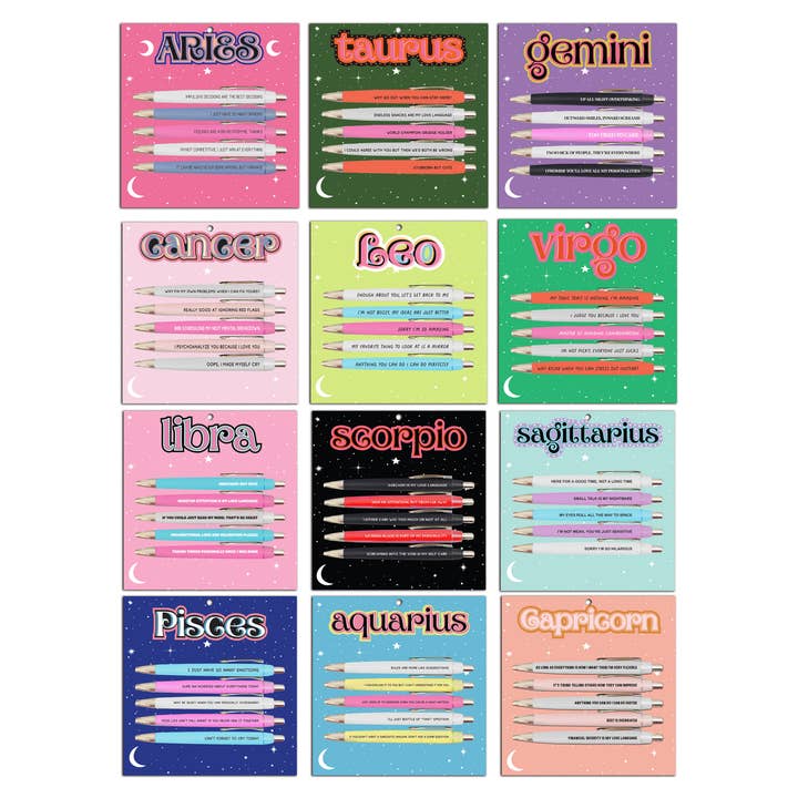 FUN CLUB - Wholesale Pen - Virgo Pen Set (astrology, zodiac, funny, gift, friend, pens, spring, stationery)