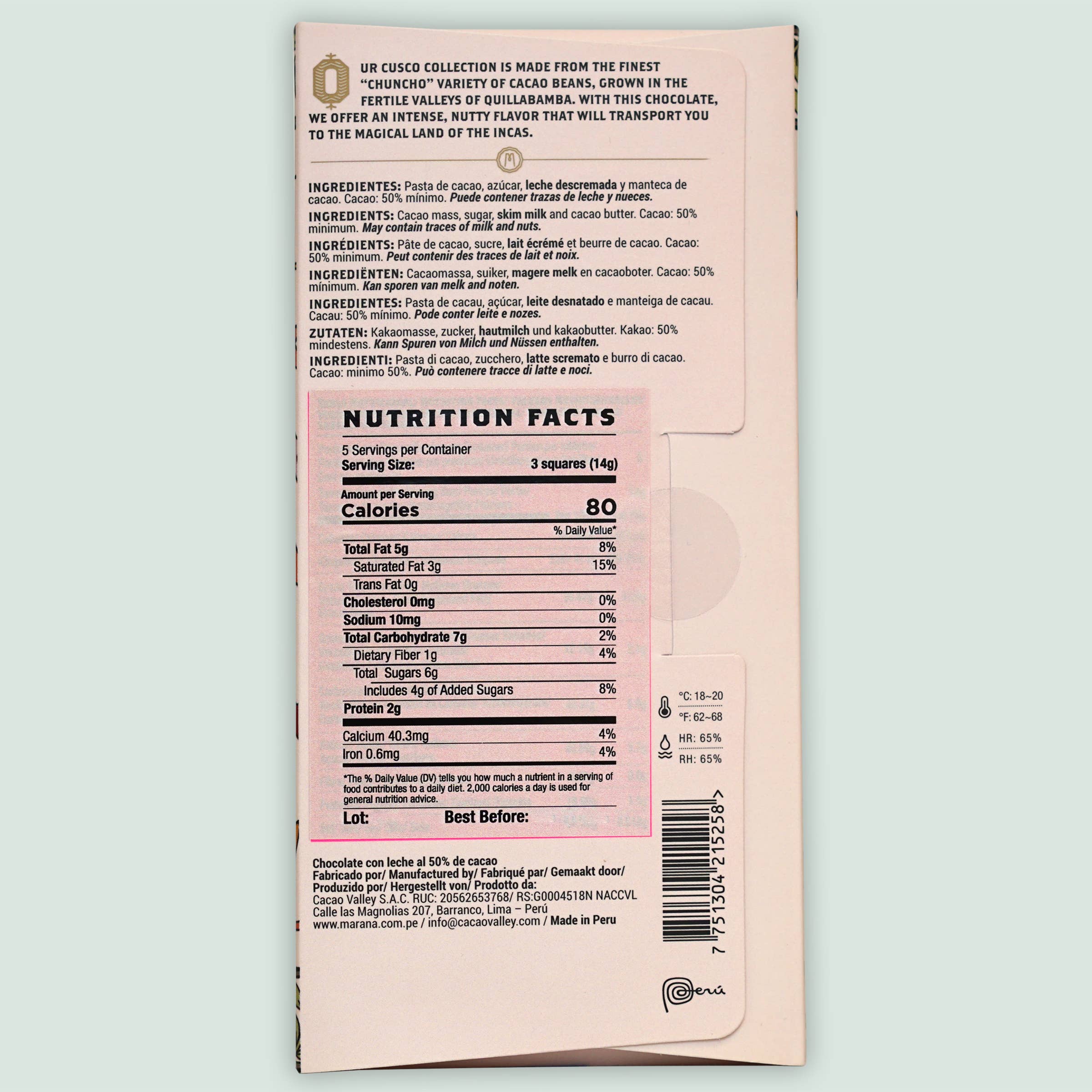 Bar & Cocoa Chocolate - Wholesale Chocolate Bar - Maraná Milk Chocolate Bar Cusco 50% (Peruvian Chocolate)1