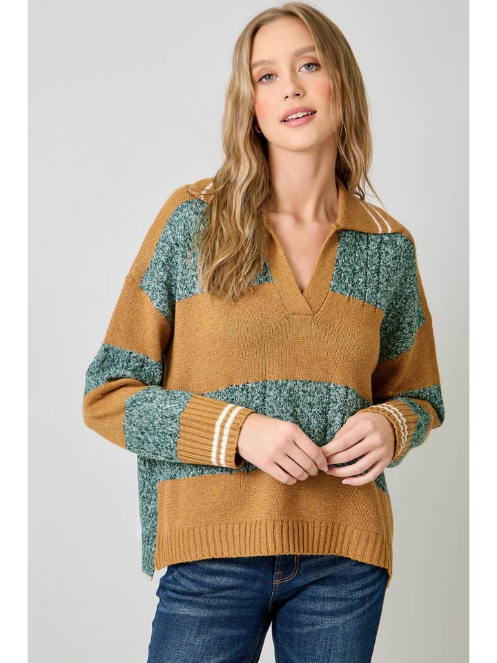 Mystree - Wholesale Knit Sweater - Women's - 60899 V-Neck Multistripe Sweater8