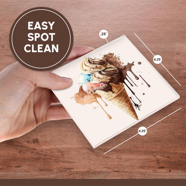 3dRose - Wholesale Coasters - 3dRose, Ice Cream Cone Of Ice Cream Illustration, Coaster6