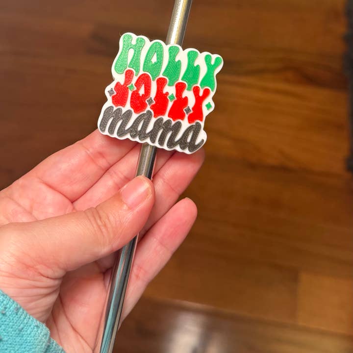 Sweet Rosewood Boutique - Wholesale Drinking Straw - Holly Jolly Mama Straw Topper