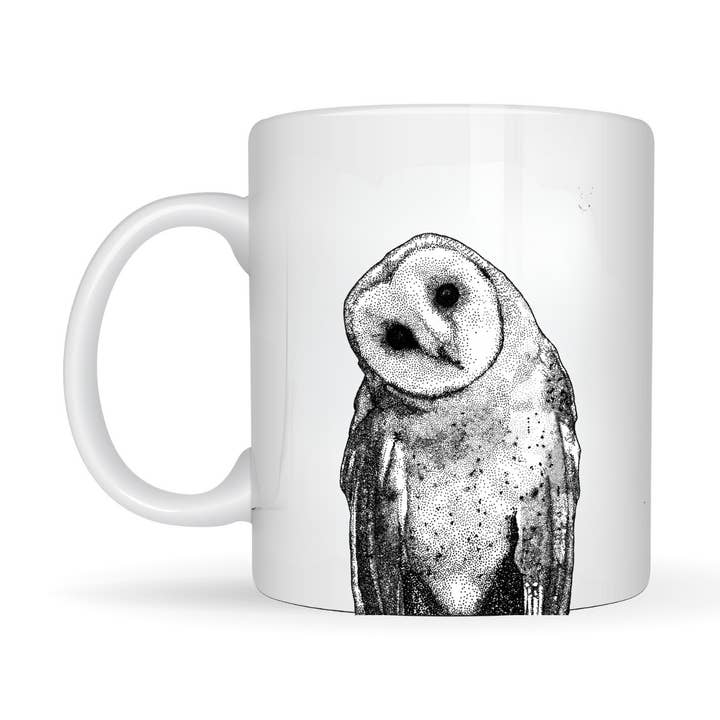 Black & White Owl Bone China Mug for wholesale by Dots Allowed