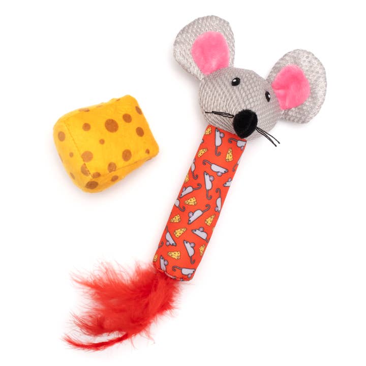Mouser & Cheese Cat Toy Set for wholesale by The Worthy Dog