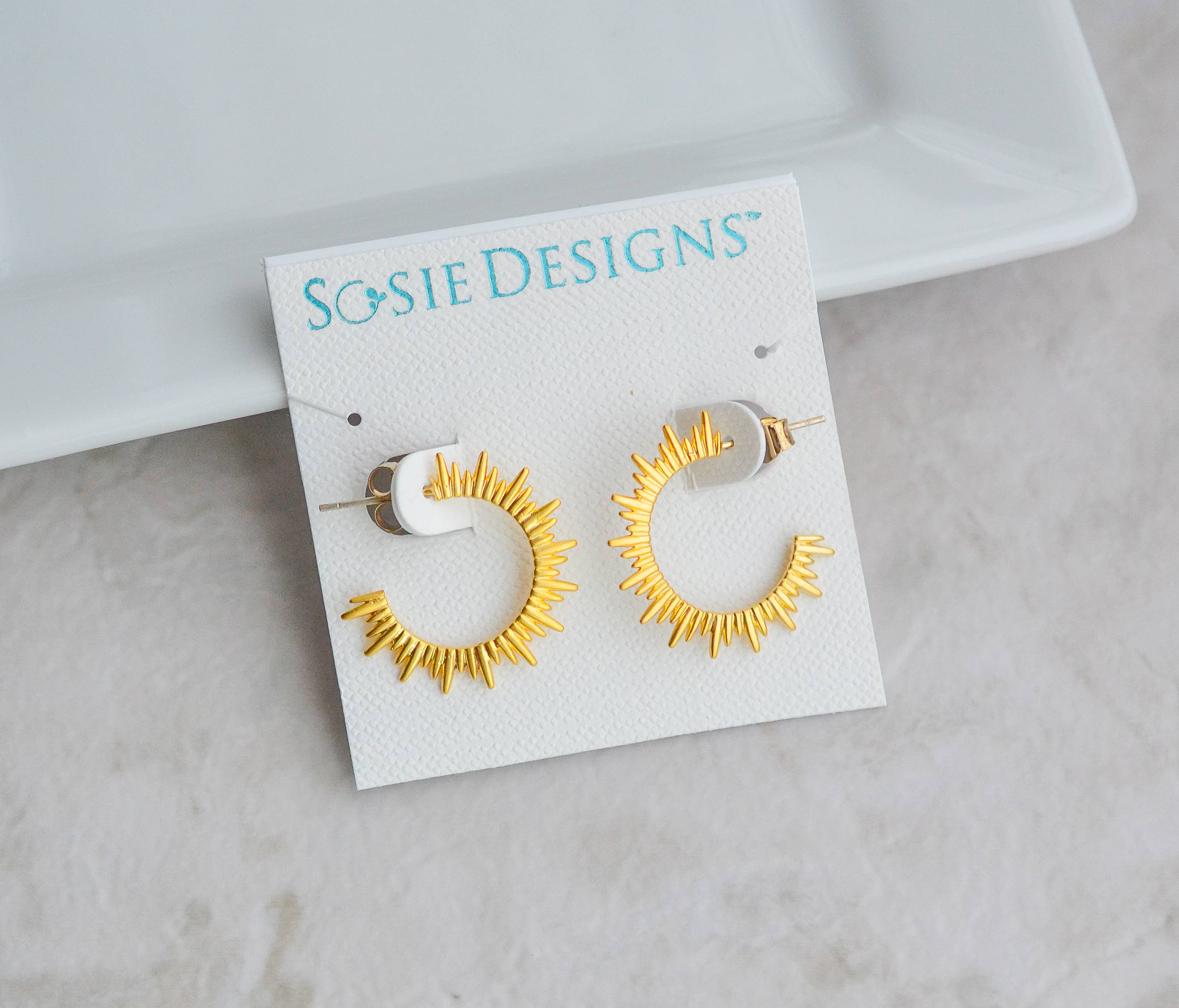 Sosie Designs - Wholesale Link & Chain Bracelet - Gold Sunburst Hoop Stud Earrings1