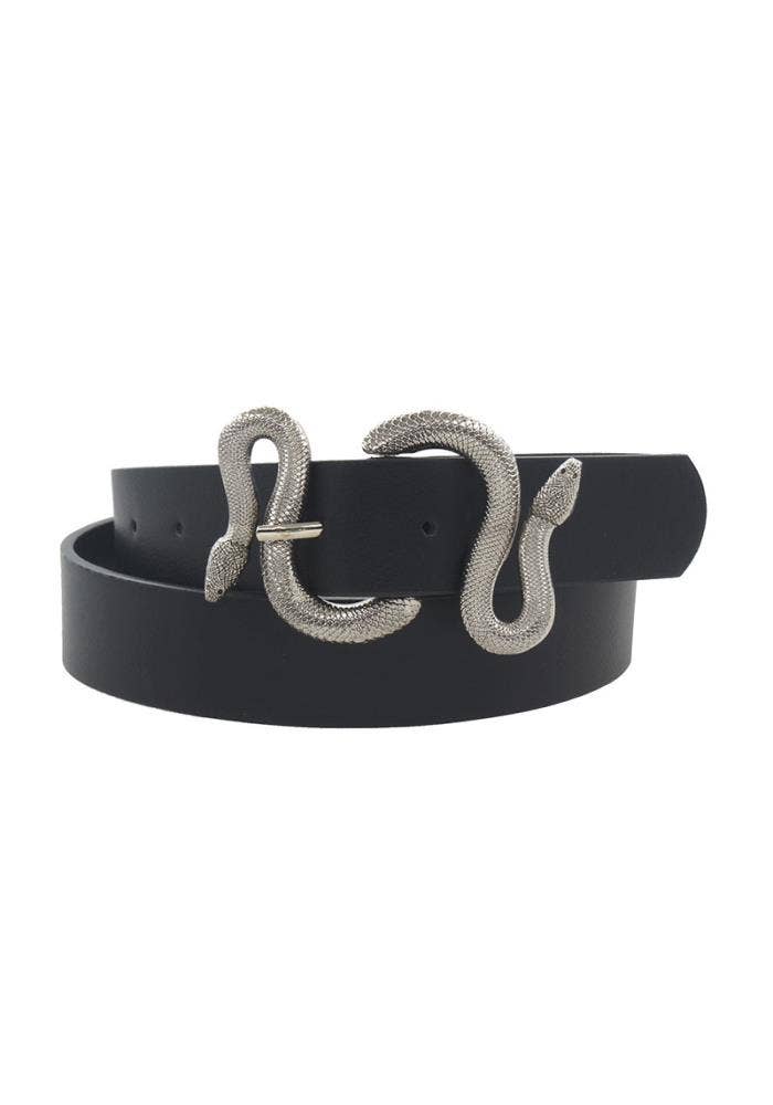 anbfashion – wholesale Belt – Women's – ANTIQUE SILVER TEXTURED SNAKE WRAP BUCKLE BELT 3300