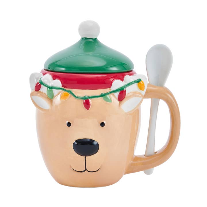 Pfaltzgraff Holiday 16Oz Cvrd Reindeer Mug W Spn Open Stock for wholesale by Fitz and Floyd® Mikasa® Pfaltzgraff®