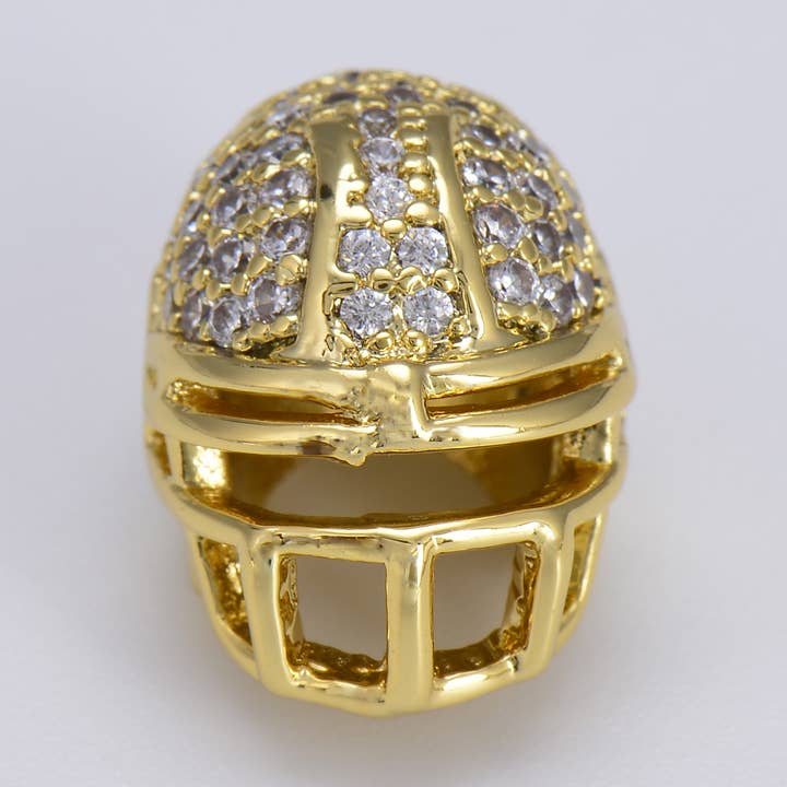 Gold Filled American Football Helmet Spacer Beads, BD080 for wholesale by Beads Creation