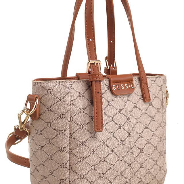 Bessie London - Wholesale Tote Bag - Women's - BESSIE MONOGRAM BUCKLE TOTE