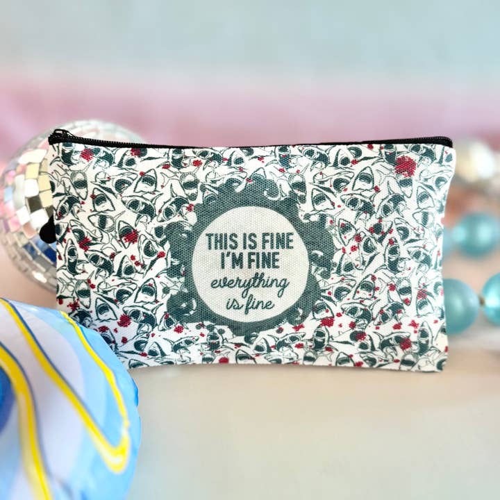 It's Fine Sharks Zipper Pouch for wholesale by HandCrofted