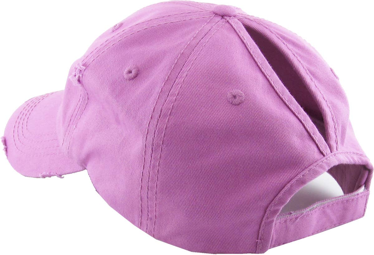 KBETHOS - Wholesale Ponytail Cap - Women's - Ponytail Washed Distressed Cotton Cap47
