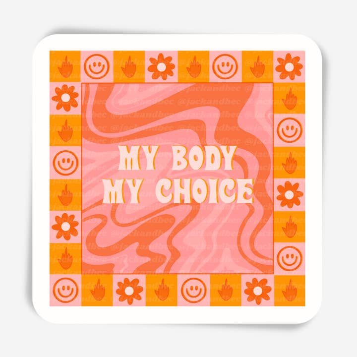 Sticker „My Body My Choice”, Vrouwenrechten, Vrouwenemancipatie, Pro Choice voor wholesale door Jack and Bec