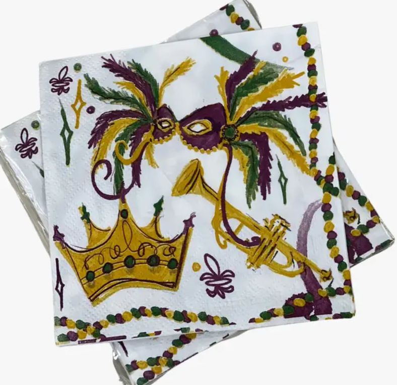 THE PARISH LINE - Wholesale Disposable Napkin - Cocktail Napkin - Mardi Gras Mask2