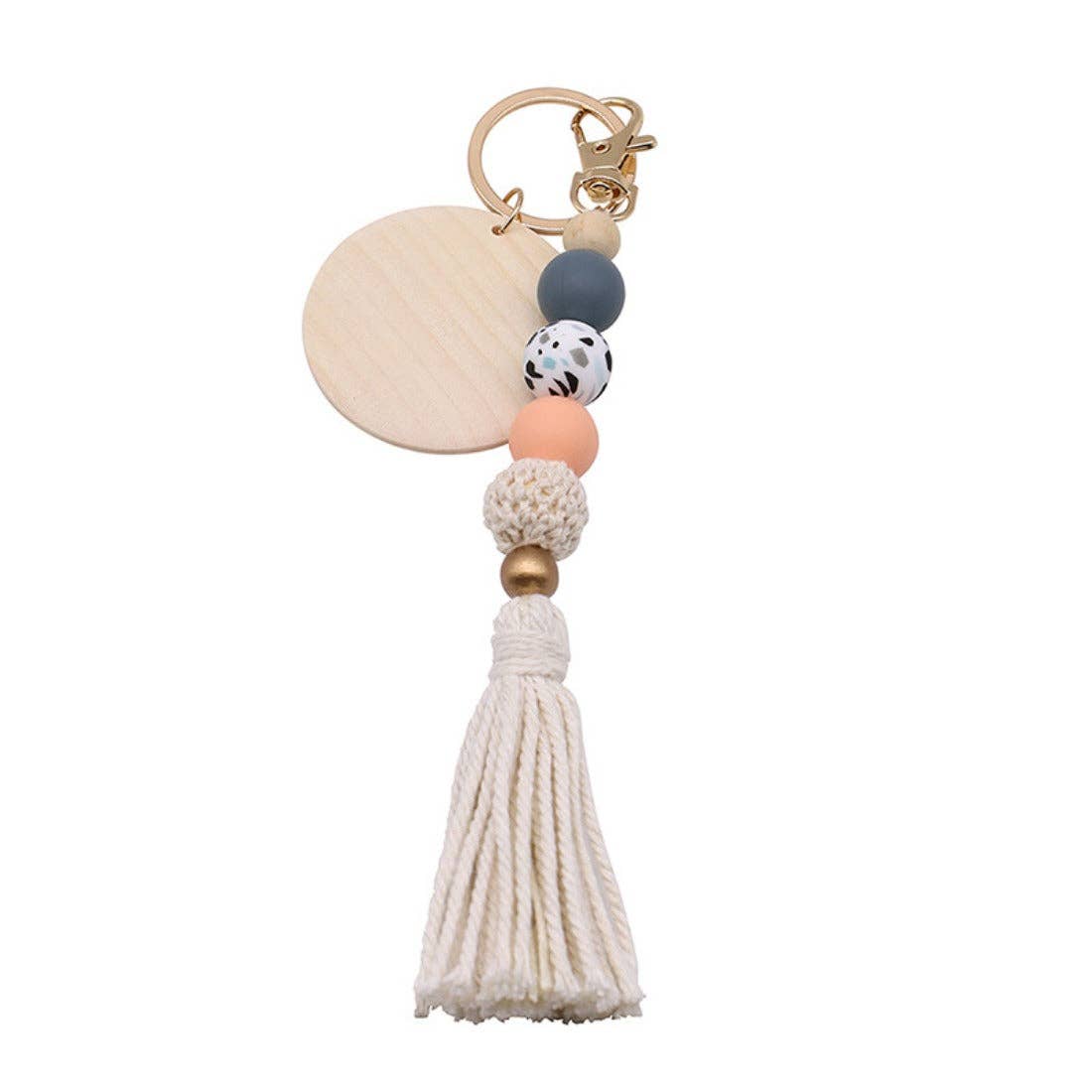 Funkyrel® Atzbranding Limited - Wholesale Keychain - Women's - Koco - Round Wood Bead Tassel Keychain1