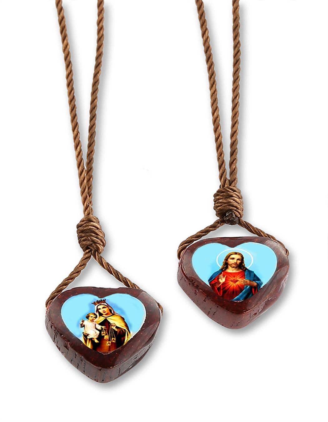 Catholica Shop - Wholesale Pendant/Charm Necklace - Wood Small Heart Scapular0
