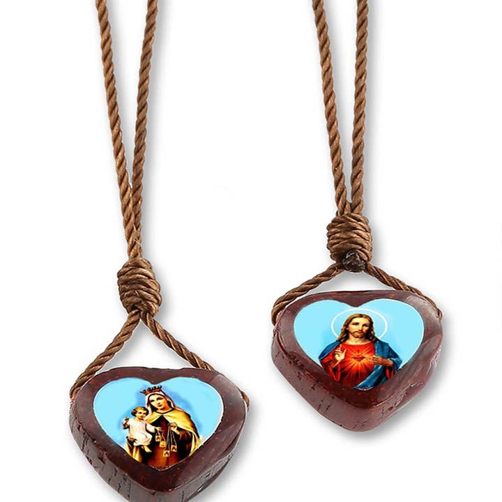 Wood Small Heart Scapular for wholesale by Catholica Shop