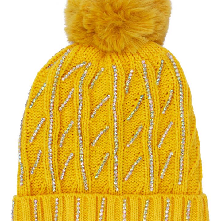 ASSORTED AB Color Bling Chunky Knitted Fleece Lined Beanie for wholesale on Faire9