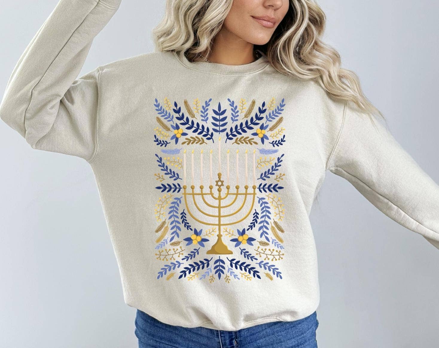 NVC Ecommerce LLC - Wholesale Graphic Sweatshirt - Women's - Hanukkah Sweater, Jewish Holiday Sweatshirt, Chanukah Shirt3