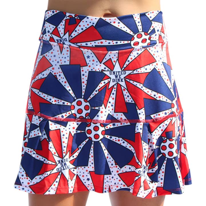PB Drop Pleat Skort United We Dink for wholesale by Pickleball Bella