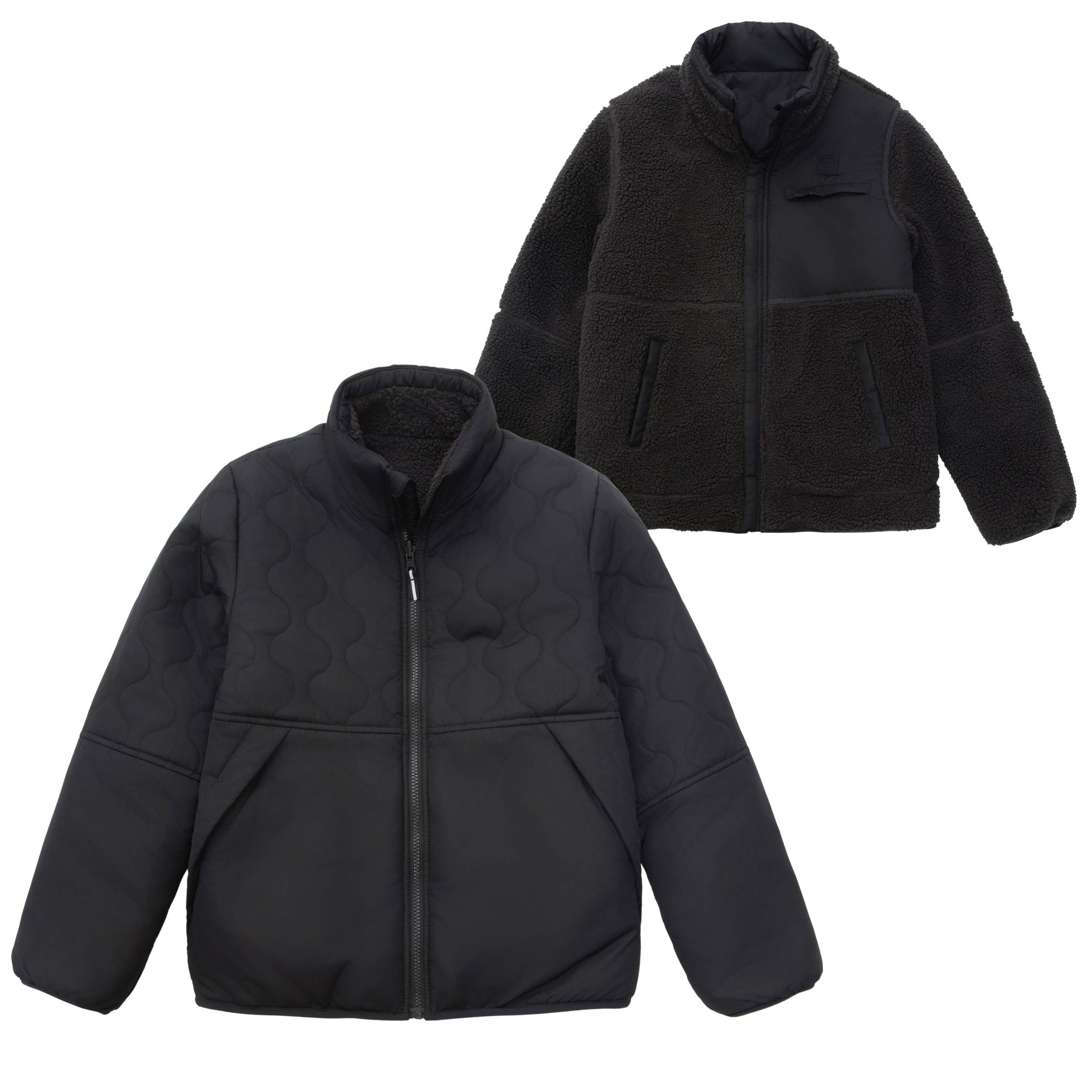Rokka & Rolla - Wholesale Puffer Jacket - Kids - Boys' Reversible Quilted Jacket Fleece Puffer Coat13