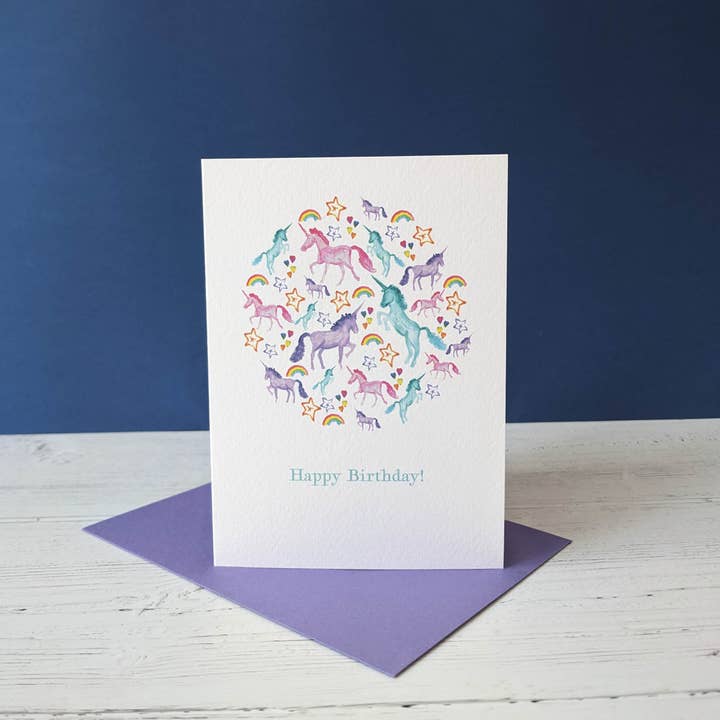 Greetings card - Unicorn Magic - Happy Birthday for wholesale by Sarah Patel Design
