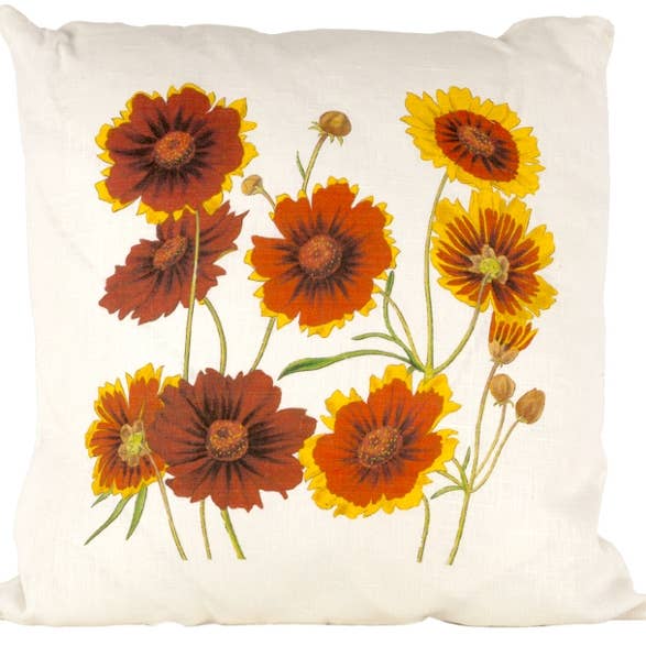 Blomster/natur/Coreopsis linnedpude for engroshandel hos Ox Bow Decor