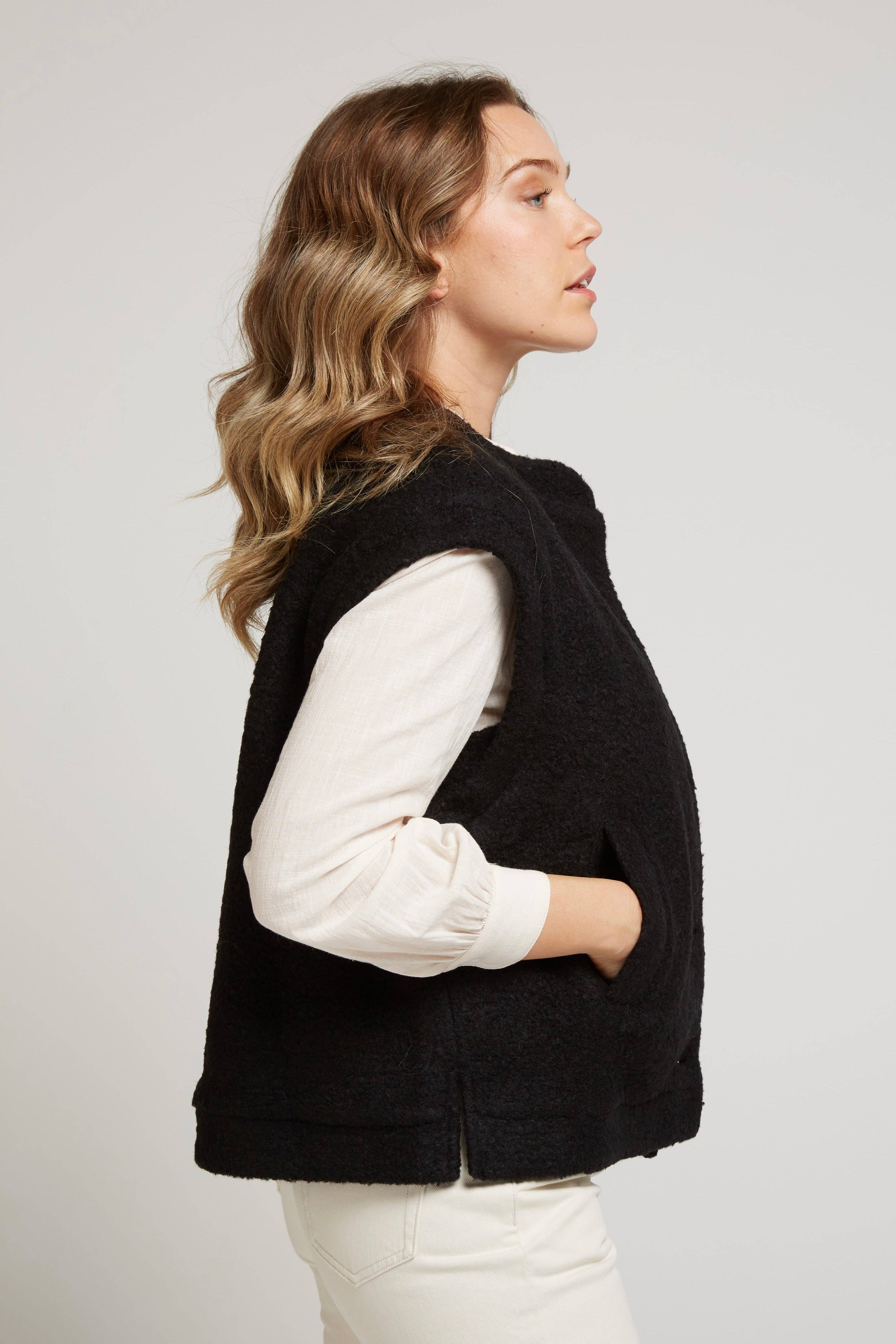 Andy & Lucy – Cardigan - Mulher por atacado – GANDALF - Colete sem mangas em lã bouclé5