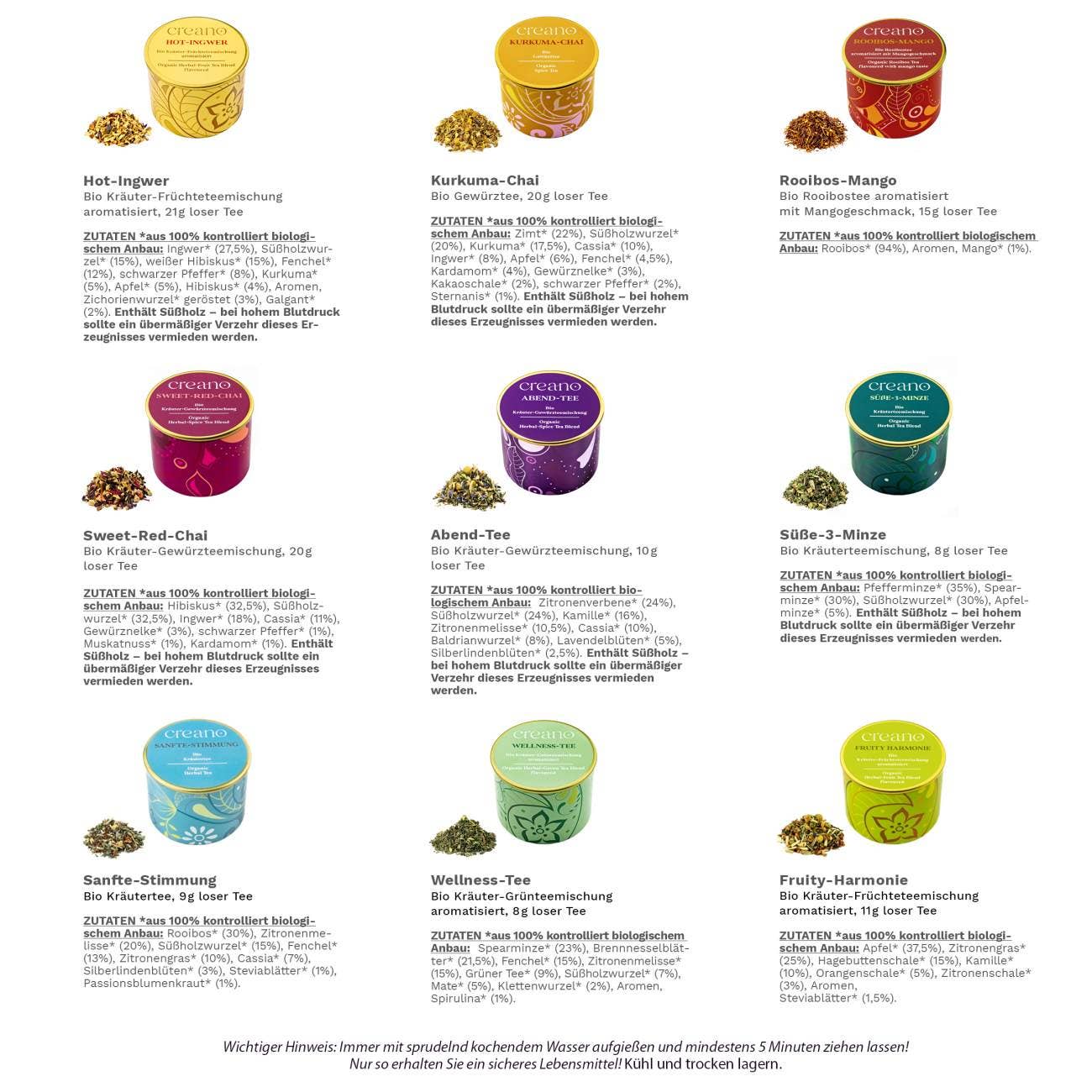 Creano - Wholesale Tea Bags - 3rd Dose Grobschnitt BIO Herbal Tea “Spicy” Tea Mix Creano2