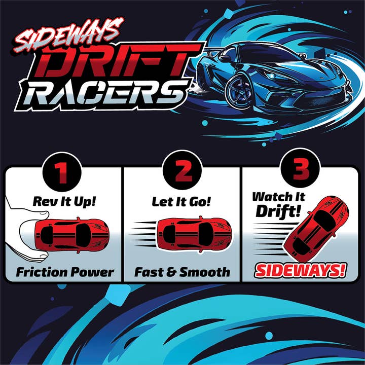 Novelty Closeout - Wholesale Toy Car/Truck - Kids - Large Sideways Drift Racers Friction Car Assortment - 12/Pk1