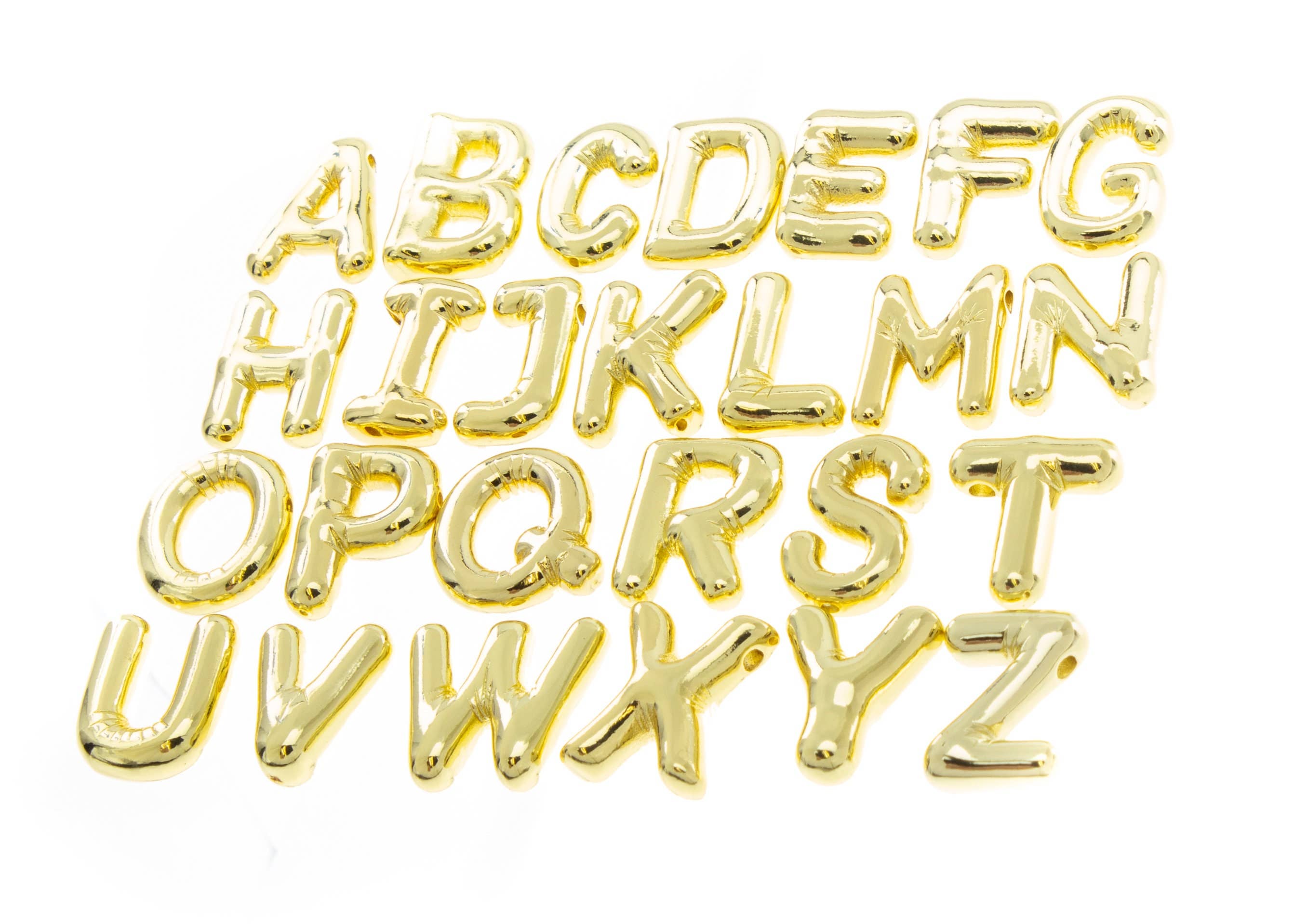 Jewel Pledge - Wholesale Individual Charm/Pendant - Gold or Silver Alphabet Balloon Bubble Charms CPG416
1