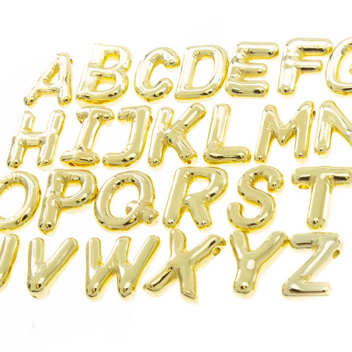 Jewel Pledge - Wholesale Individual Charm/Pendant - Gold or Silver Alphabet Balloon Bubble Charms CPG416
1