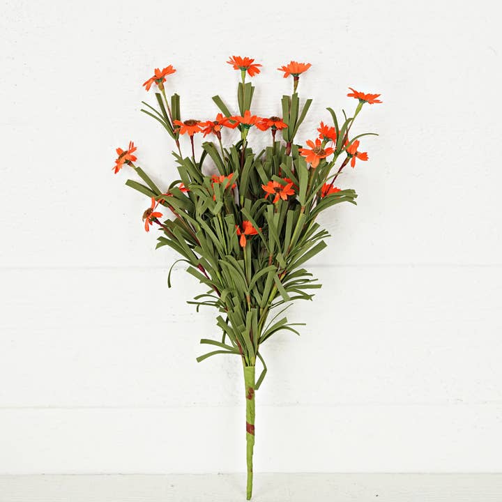 Holiday Depot Inc. - Wholesale Artificial Flowers - ISB61501-18in Mini Mountain Daisy Bush-ORANGE color