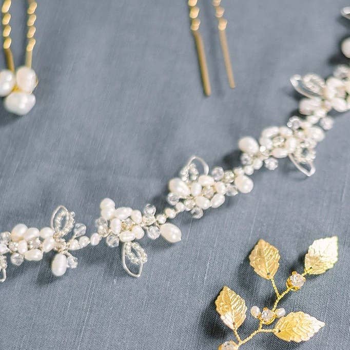 Miss Foxine Couture - Wholesale Hair Accessories Set - Women's - Nevah Floral Freshwater Pearl and Crystal Hairvine1