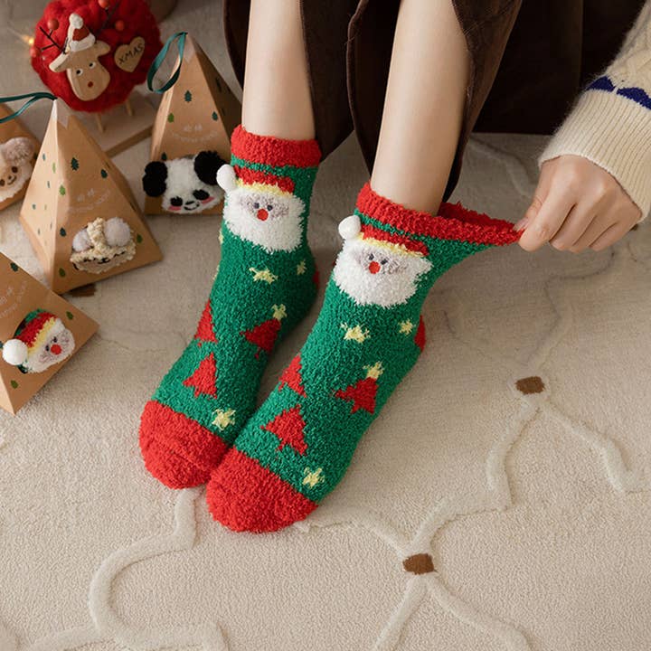 ACCITY - Wholesale Socks - Unisex - SANTA CLAUS FUZZY CHRISTMAS SOCKS GIFTS FOR WOMEN_CWMS0766